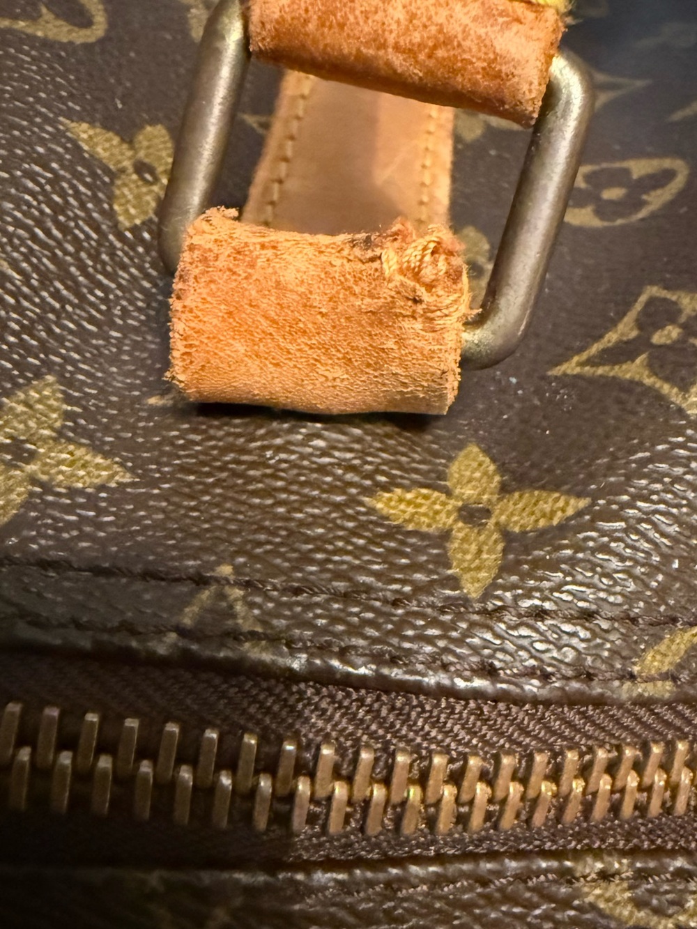 Louis Vuitton Brown Monogram Keepall Duffel Bag with Tan Leather Trim - Picture 15 of 16